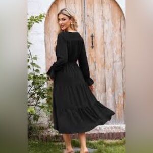 Grace Karin Black Tiered Midi Dress Size Large‎ New With Tags